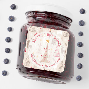 Sticker Carré Reindeer Noël Arbres fait maison de vacances