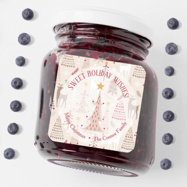 Sticker Carré Reindeer Noël Arbres fait maison de vacances (Créateur téléchargé)