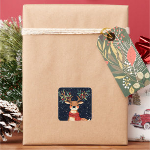 Sticker Carré Reindeer Starry Noël Twinkle soir