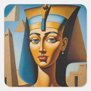 Sticker Carré Reine d'Égypte rétro