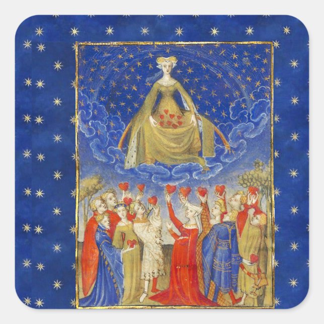 Sticker Carré REINE DES COEURS DANS LA NUIT STARRY Valentines (Devant)