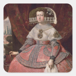 Sticker Carré Reine Maria Anna d'Espagne en robe rouge