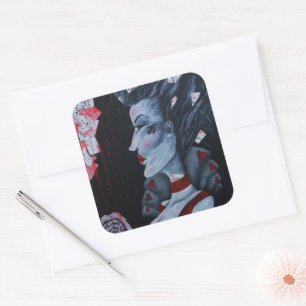 Sticker Carré Reine Rouge de Cœur Alice Merveilleux Fantastique 