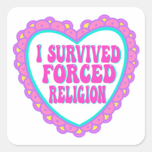 Sticker Carré Religion forcée Coeur rose Saint-Valentin