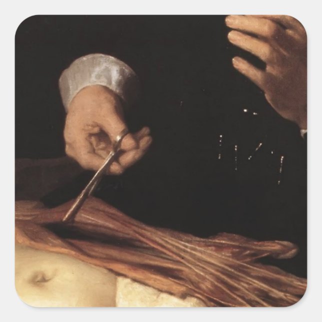 Sticker Carré Rembrandt - La leçon d'anatomie du Dr Nicolaes Tul (Devant)