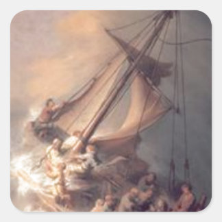 Sticker Carré Rembrandt - Le Christ dans la tempête - Peinture a