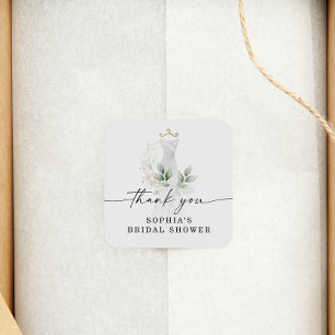 Sticker Carré Remerciement de Baby Shower Mariage Aquarelle et V