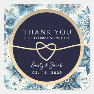 Sticker Carré Remerciement de mariage bleu marine