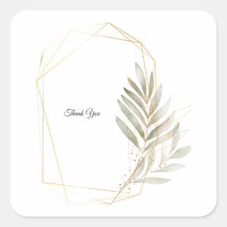 Sticker Carré Remerciement de mariage géométrique à la verdure é