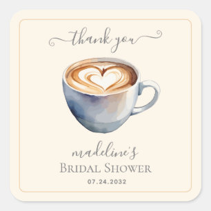 Sticker Carré Remerciement de mariage Love is Brewing Coffee
