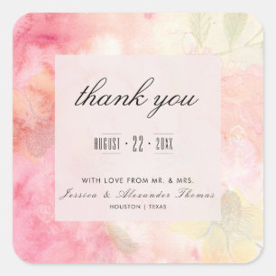 Sticker Carré Remerciement de mariage rêveur romantique