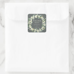 Sticker Carré Remerciement de mariage Sneezeweed+Eucalyptus