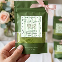 Remerciement de Mariage Vert Matcha Dessiné à la M