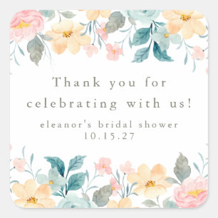 Sticker Carré Remerciement personnalisé pour la douche de mariag