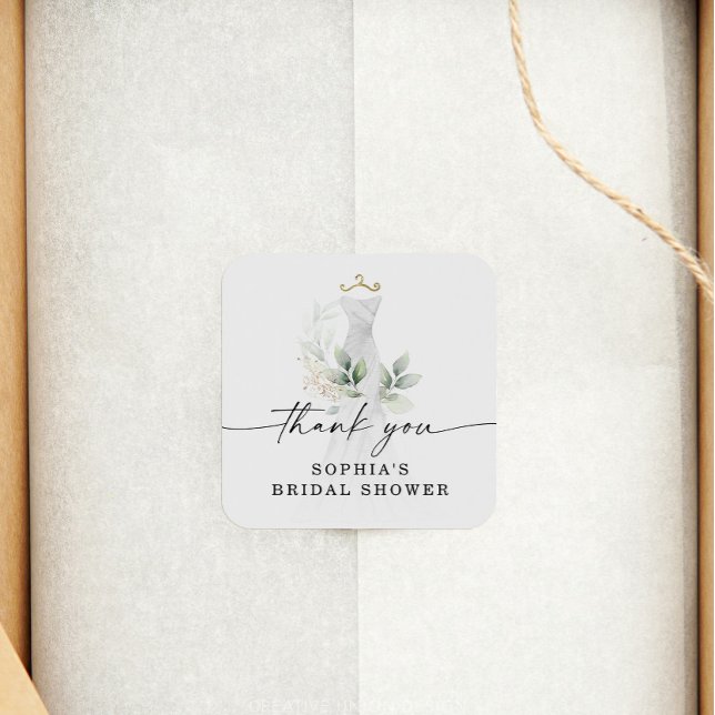 Sticker Carré Remerciement pour Baby Shower de Mariage à l'Aquar (Créateur téléchargé)