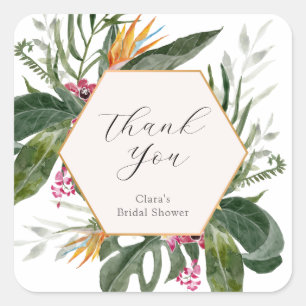 Sticker Carré Remerciement pour Baby Shower Tropical