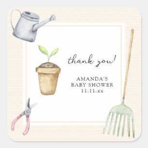 Sticker Carré Remerciement pour la baby shower de bébé pousse