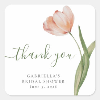Sticker Carré Remerciement pour une douche de mariée aux tulipes