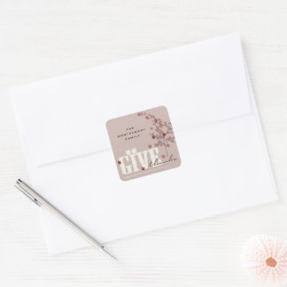 Sticker Carré Remerciements Automne Maple Feuilles Thankgiving