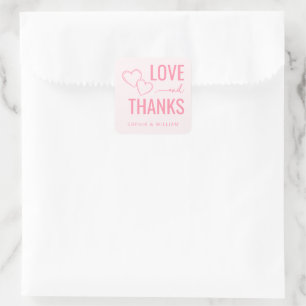 Sticker Carré Remerciements de amour rose sincère