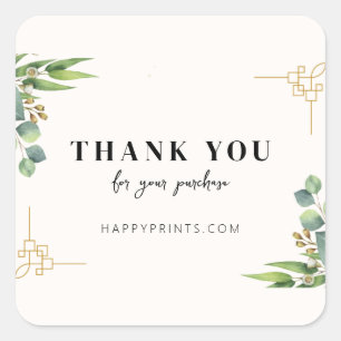 Sticker Carré Remerciements Floraux Éditable pour votre commande