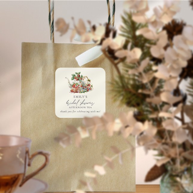 Sticker Carré Remerciements pour le thé de l'après-midi aux frai (Créateur téléchargé)