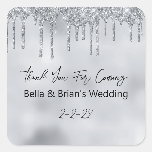 Sticker Carré Remerciements pour l'événement d'arrivée Silver Sp (Devant)