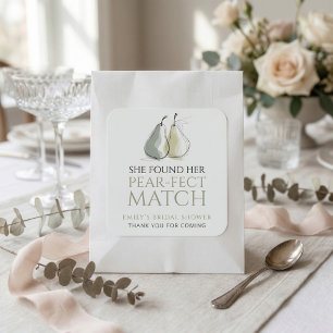 Sticker Carré Remerciements pour Mariage Pears Pear-fect Match