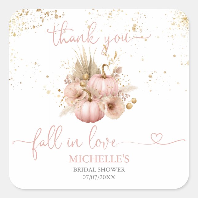 Sticker Carré Remercier pour la Mariée Tombe en Amour Pumpkin (Devant)