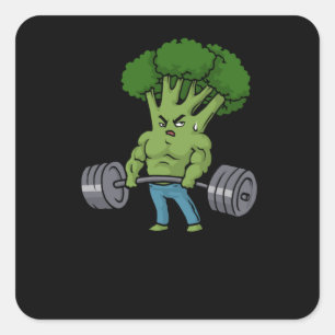 Sticker Carré Remise en forme Broccoli Gym Fitness Cadeau Bodybu