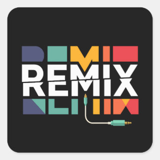 Sticker Carré Remix Audio | Graphisme Géométrique Rétro Musique