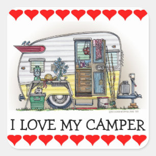 Sticker Carré Remorque Camper Shasta RV