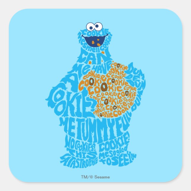 Sticker Carré Remplissage de motif Cookie Monster (Devant)