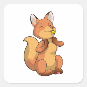 Sticker Carré Renard avec Lollipop