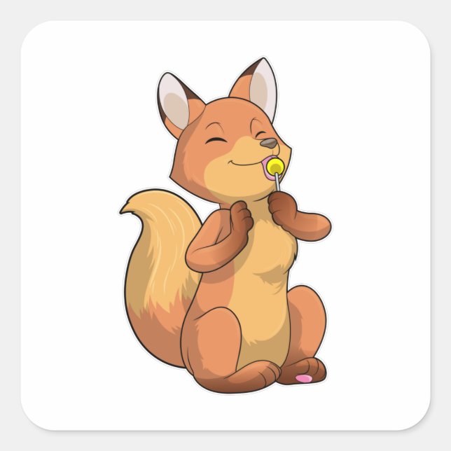Sticker Carré Renard avec Lollipop (Devant)