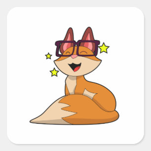 Sticker Carré Renard avec lunettes