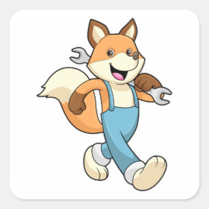 Sticker Carré Renard comme mécanique avec clé