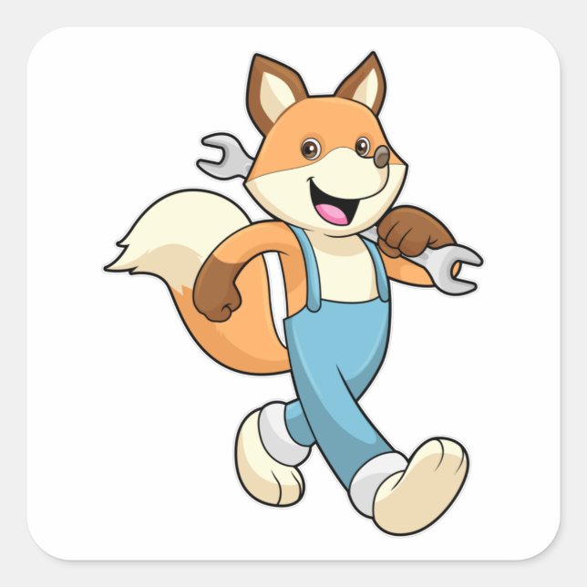 Sticker Carré Renard comme mécanique avec clé (Devant)