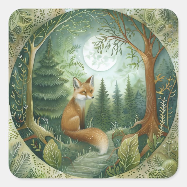 Sticker Carré Renard forestier de Moonlit (Devant)