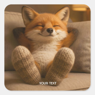 Sticker Carré Renard Mignon Fantastique Et Chaussettes