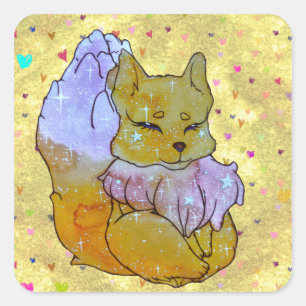 Sticker Carré Renard nommé Dice