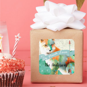 Sticker Carré Renard peint ou Shiba Inu