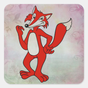 Sticker Carré Renard rouge