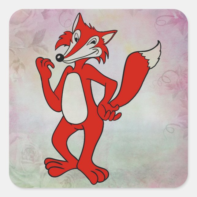 Sticker Carré Renard rouge (Devant)