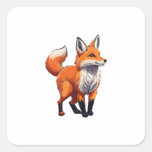 Sticker Carré Renard roux
