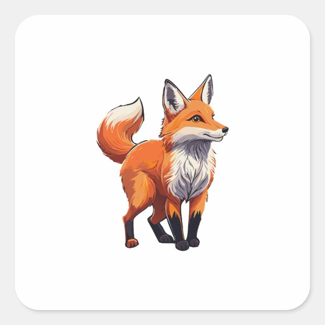 Sticker Carré Renard roux (Devant)