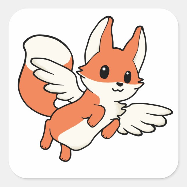 Sticker Carré Renard Volant (Devant)