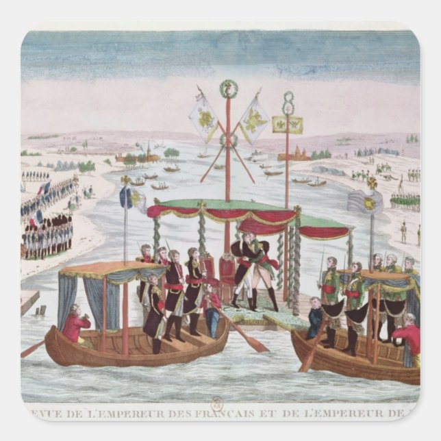 Sticker Carré Rencontre entre Napoléon I et Tsar Alexandre I (Devant)