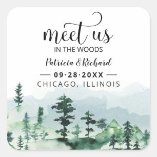 Sticker Carré Rencontrez-Nous Dans Les Bois Mariage En Plein Air