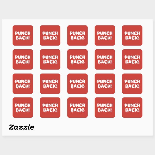 Sticker Carré Rendez les coups ! Blanc sur rouge (Feuille)